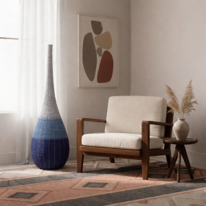 Blue Beaded Floor Lamp