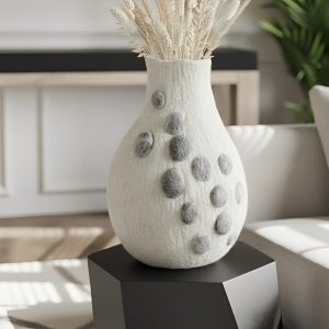 Felt Pebble Gourd Vases - Handmade Wool Decor